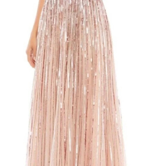 Mac Douggal Sequin Flutter-Sleeve Gown Women’s Rose Sz8  *FLAW* #001 - Picture 3 of 16
